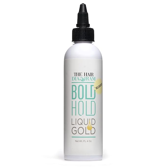 The Hair Diagram - Bold Hold Liquid Gold Reloaded - Glueless Lace Gel - Temporary Hold For Wigs and Hair Systems - Styling Agent For Baby Hairs - Non Toxic - Aerosol & Alcohol Free - Water Based Formula - 4oz