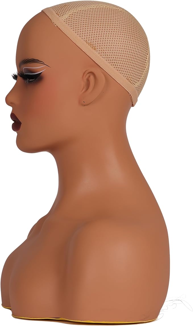 J&F CO Realistic Europe and America Female Mannequin Head with Shoulder Display Manikin Heads Bust for Wigs,Makeup,Beauty Accessories (DC 487 HY2 HSC)